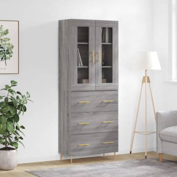 Stylish Highboard Grey Sonoma - Durable & Spacious | HipoMarket