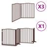 Dog Gate with Door - Foldable 10 Panels, Brown Poplar Wood