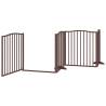 Dog Gate with Door - Foldable 10 Panels, Brown Poplar Wood