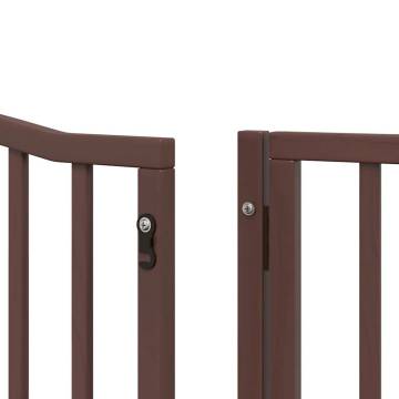 Dog Gate with Door - Foldable 10 Panels, Brown Poplar Wood