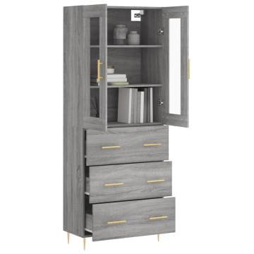 Stylish Highboard Grey Sonoma - Durable & Spacious | HipoMarket