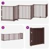 Foldable 6-Panel Dog Gate with Door - Brown Poplar Wood