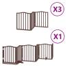 Foldable Dog Gate with Door - 15 Panels Brown Poplar Wood