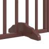 Foldable Dog Gate with Door - 15 Panels Brown Poplar Wood