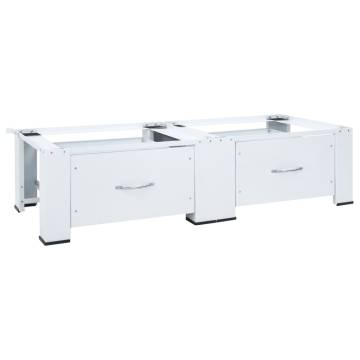 Double Washing Machine Pedestal with Drawers - White