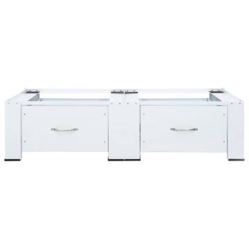 Double Washing Machine Pedestal with Drawers - White