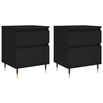 Stylish Black Bedside Cabinets - Set of 2 | HipoMarket UK