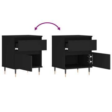 Stylish Black Bedside Cabinets - Set of 2 | HipoMarket UK