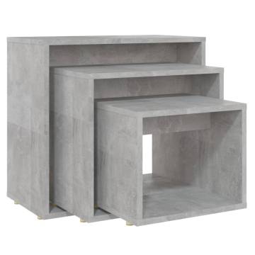 Nesting Tables Set - 3 pcs Concrete Grey Engineered Wood