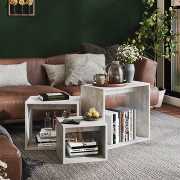 Nesting Tables Set - 3 pcs Concrete Grey Engineered Wood