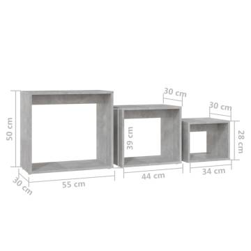 Nesting Tables Set - 3 pcs Concrete Grey Engineered Wood