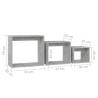 Nesting Tables Set - 3 pcs Concrete Grey Engineered Wood