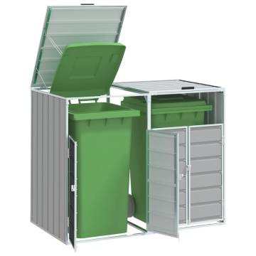 Wheelie Bin Storage for Double Bins - Grey Steel 144x81x113 cm