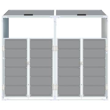 Wheelie Bin Storage for Double Bins - Grey Steel 144x81x113 cm