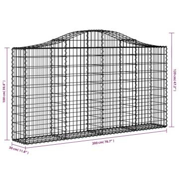 Arched Gabion Basket 200x30x100/120 cm - Galvanised Iron