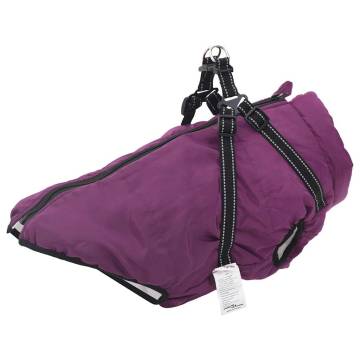 Waterproof Reflective Dog Coat with Harness - 3XL Purple