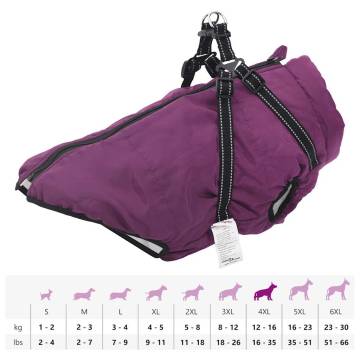 Waterproof Reflective Dog Coat with Harness - 3XL Purple