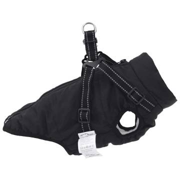 Dog Coat with Harness - Waterproof & Reflective Black XL