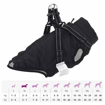 Dog Coat with Harness - Waterproof & Reflective Black XL