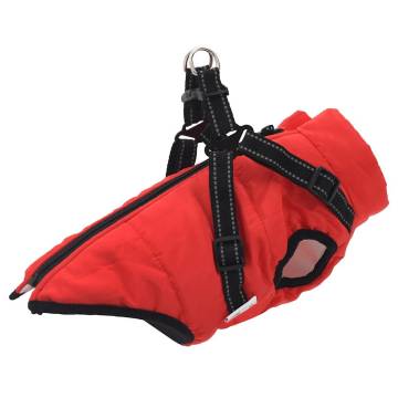 Waterproof Reflective Dog Coat with Harness - Red XL