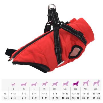 Waterproof Reflective Dog Coat with Harness - Red XL