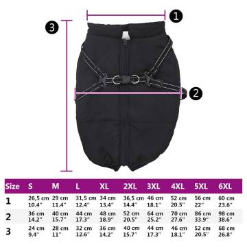 Waterproof Reflective Dog Coat with Harness - 3XL Black | Hipomarket