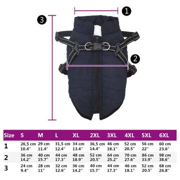 Waterproof Reflective Dog Coat with Harness - Navy Blue 4XL