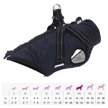 Waterproof Reflective Dog Coat with Harness - Navy Blue 4XL