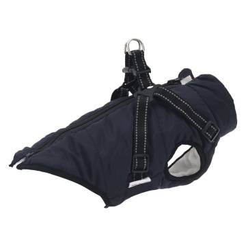 Waterproof Reflective Dog Coat with Harness - Navy Blue S