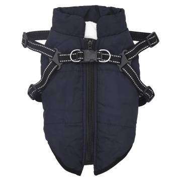 Waterproof Reflective Dog Coat with Harness - Navy Blue S