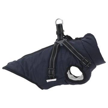 Waterproof Reflective Dog Coat with Harness - Navy Blue S