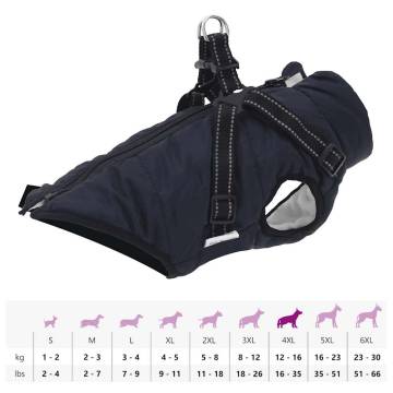 Waterproof Reflective Dog Coat with Harness - Navy Blue S