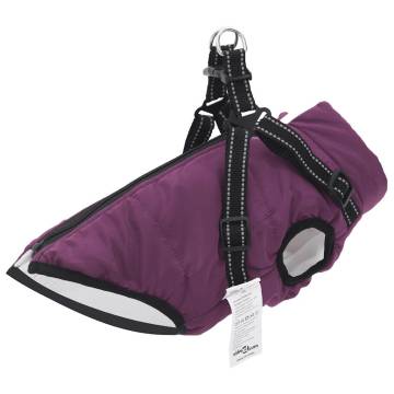 Dog Coat with Harness - Waterproof & Reflective Purple 2XL