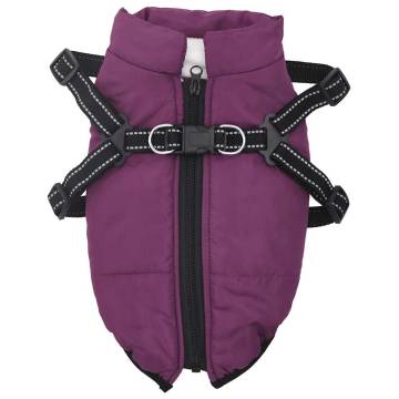 Dog Coat with Harness - Waterproof & Reflective Purple 2XL