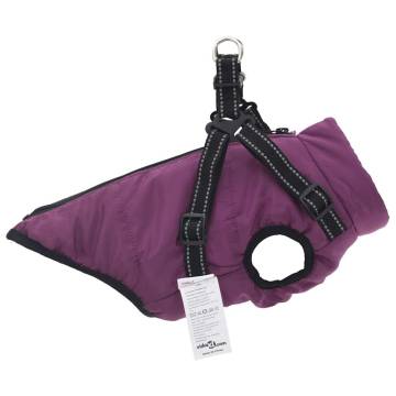 Dog Coat with Harness - Waterproof & Reflective Purple 2XL