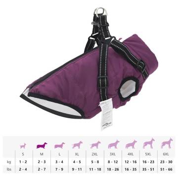 Dog Coat with Harness - Waterproof & Reflective Purple 2XL