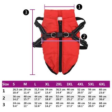 Dog Coat with Harness - Waterproof & Reflective Red S | HipoMarket