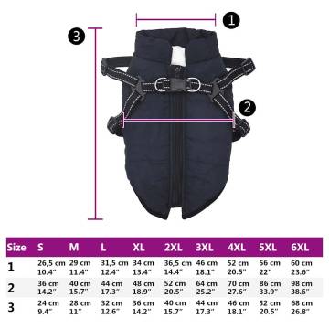 Dog Coat with Harness - Waterproof & Reflective Navy Blue 5XL