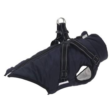 Waterproof Reflective Dog Coat with Harness - Navy Blue L