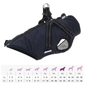 Waterproof Reflective Dog Coat with Harness - Navy Blue L