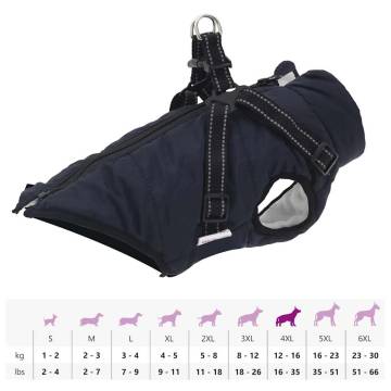 Waterproof Reflective Dog Coat with Harness - Navy Blue 6XL