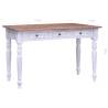 White Mahogany Desk with 3 Drawers - Rustic Charm & Functionality