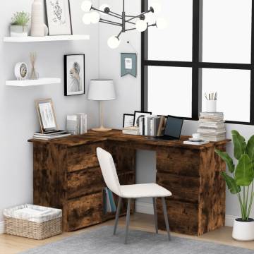 Corner Desk Smoked Oak - Stylish & Functional Workspace