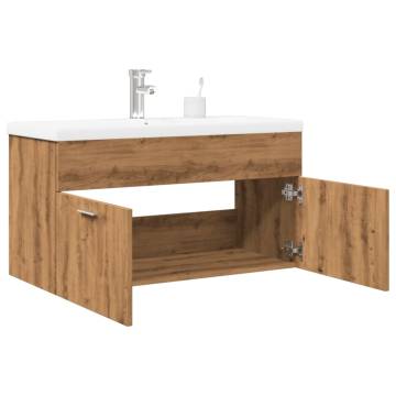 Stylish Bathroom Sink Cabinet with Built-in Basin - Artisan Oak