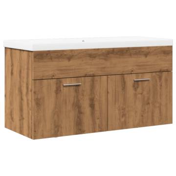 Stylish Bathroom Sink Cabinet with Built-in Basin - Artisan Oak