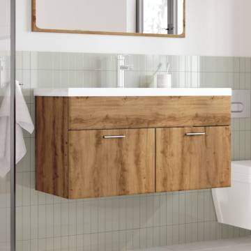 Stylish Bathroom Sink Cabinet with Built-in Basin - Artisan Oak