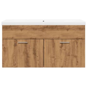 Stylish Bathroom Sink Cabinet with Built-in Basin - Artisan Oak