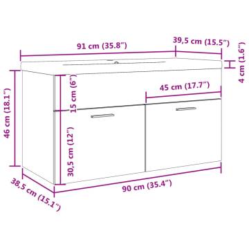 Stylish Bathroom Sink Cabinet with Built-in Basin - Artisan Oak