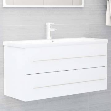 Sink Cabinet with Built-in Basin - White Engineered Wood