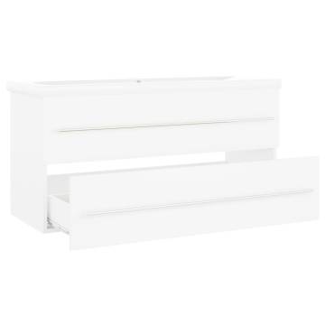 Sink Cabinet with Built-in Basin - White Engineered Wood